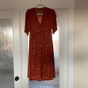 Empire Waist Short Sleeve Floral Midi Dress